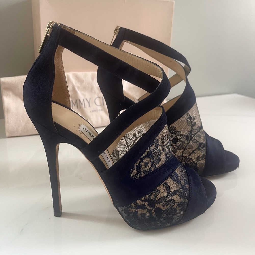 AUTHENTIC JIMMY CHOO ITALIAN LACE HEELS - Picture 8 of 16